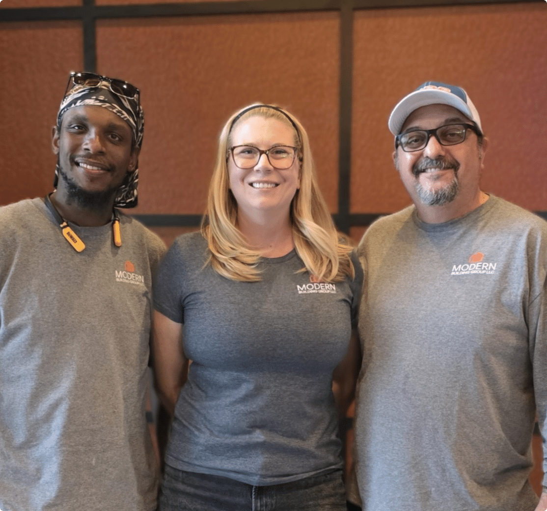 Three employees of modern building group